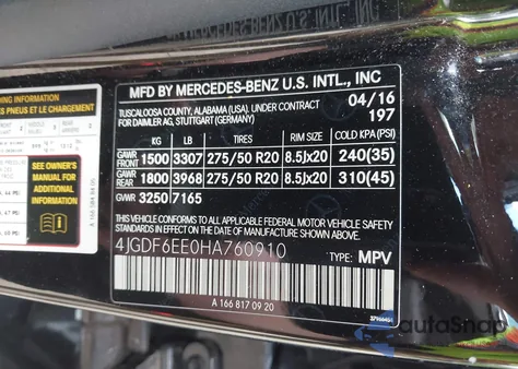 2017 Mercedes-Benz Gls 450 4Matic from USA, damaged, VIN 4JGDF6EE0HA760910